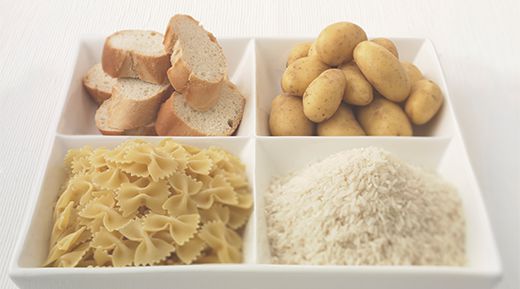 Starchy foods: bread, potatoes, pasta and rice