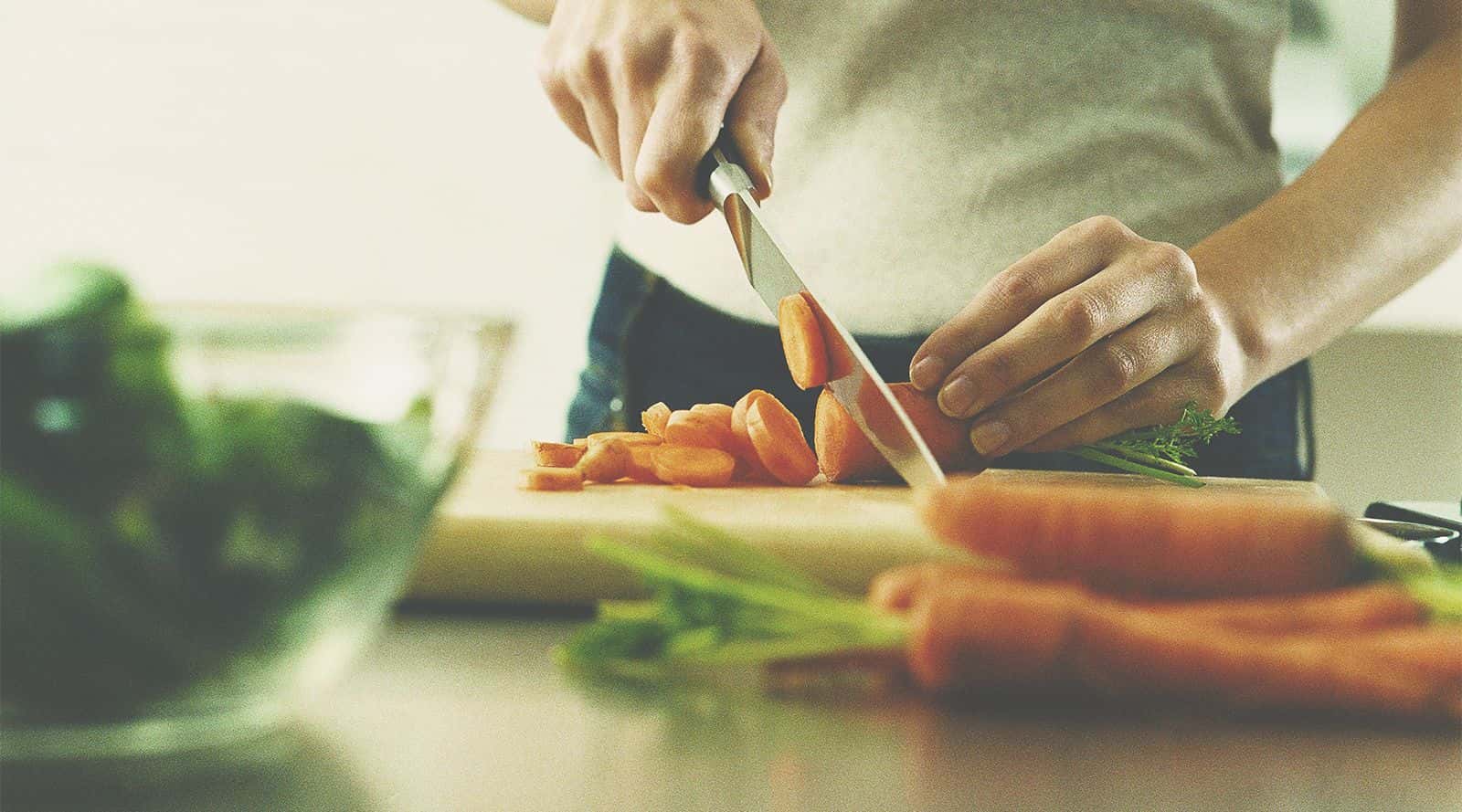 chopping carrots