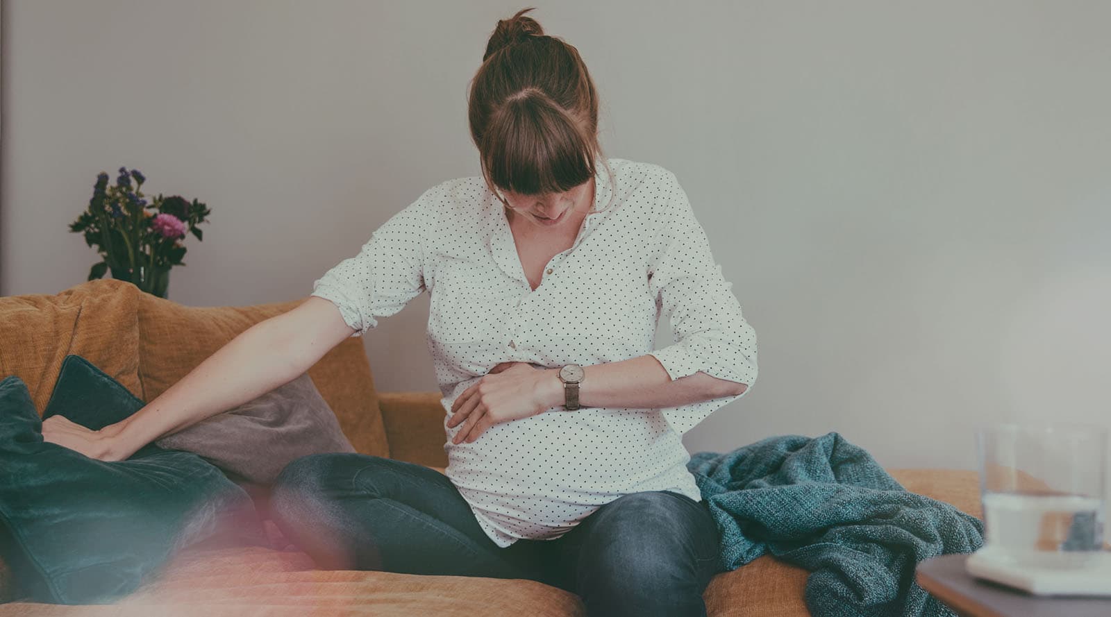 pregnant mother experiencing contractions and about to go into labour