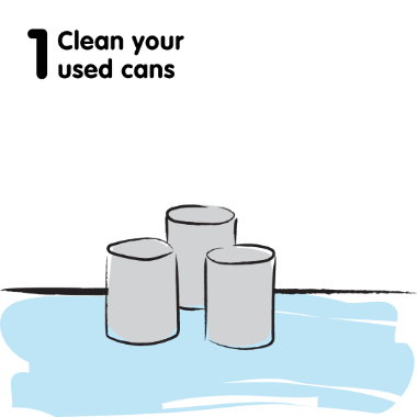 Illustration with three cans 