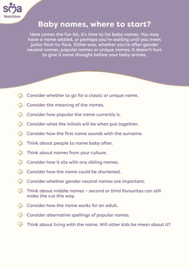 How to Choose Your Baby's Name - Pregnancy Checklist - PDF Preview