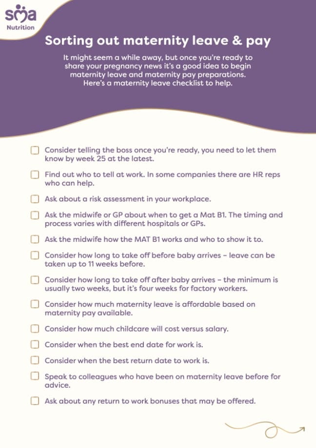 How to Sort Out Maternity Leave & Pay - Pregnancy Checklist - PDF Preview