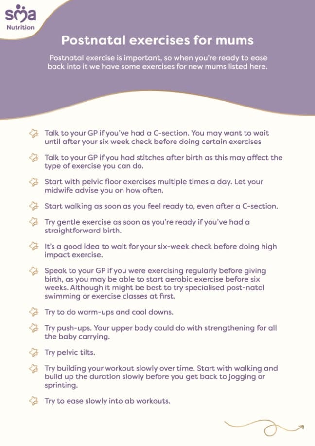 Postnatal Exercise Tips for Mums: Workouts For Recovery - Newborn Baby Checklist - PDF Preview