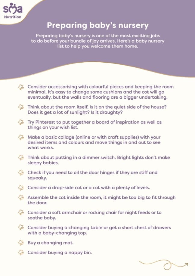 Preparing Your Baby's Nursery  - Pregnancy Checklist - PDF Preview