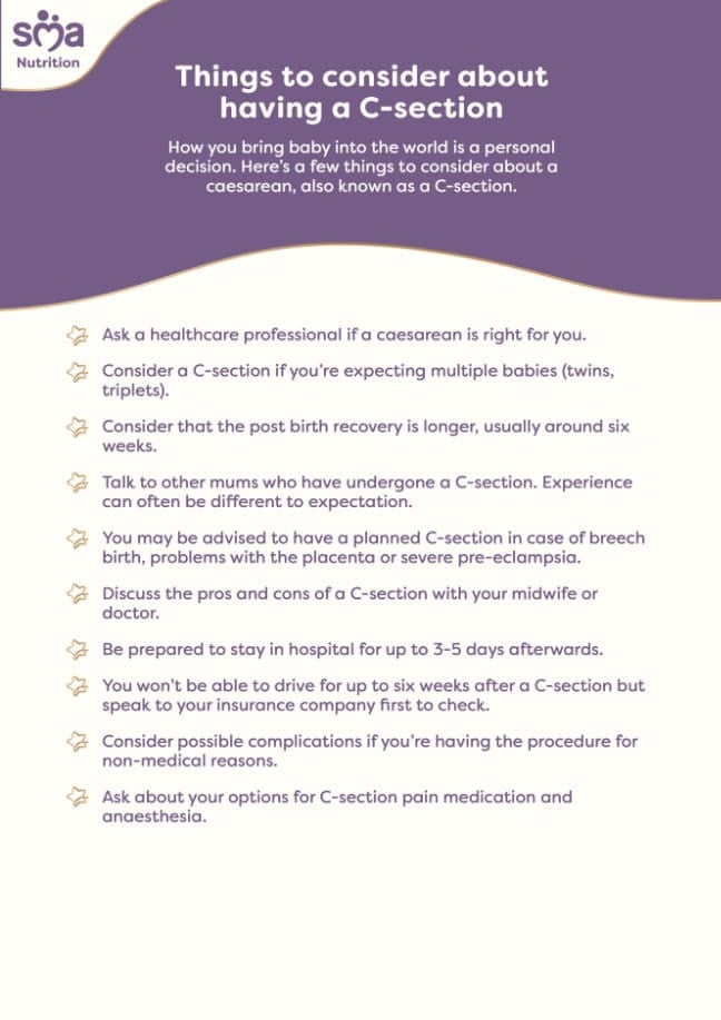 Things to Consider About Having a C-Section - Pregnancy Checklist - PDF Preview