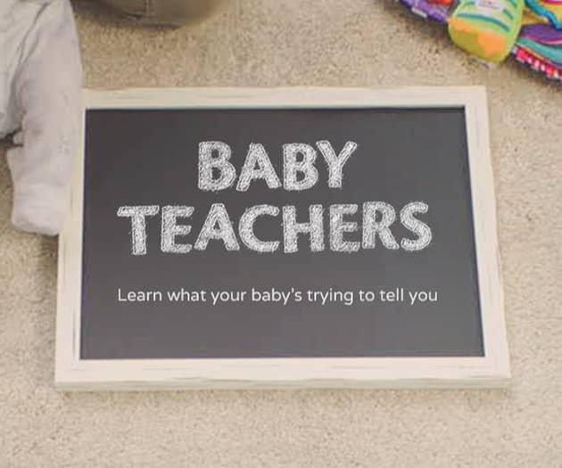 Baby Teachers message on chalk board