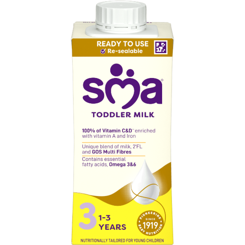 Carton of SMA Toddler Milk Ready to Drink 200ml for children 1 to 3 years, transparent background